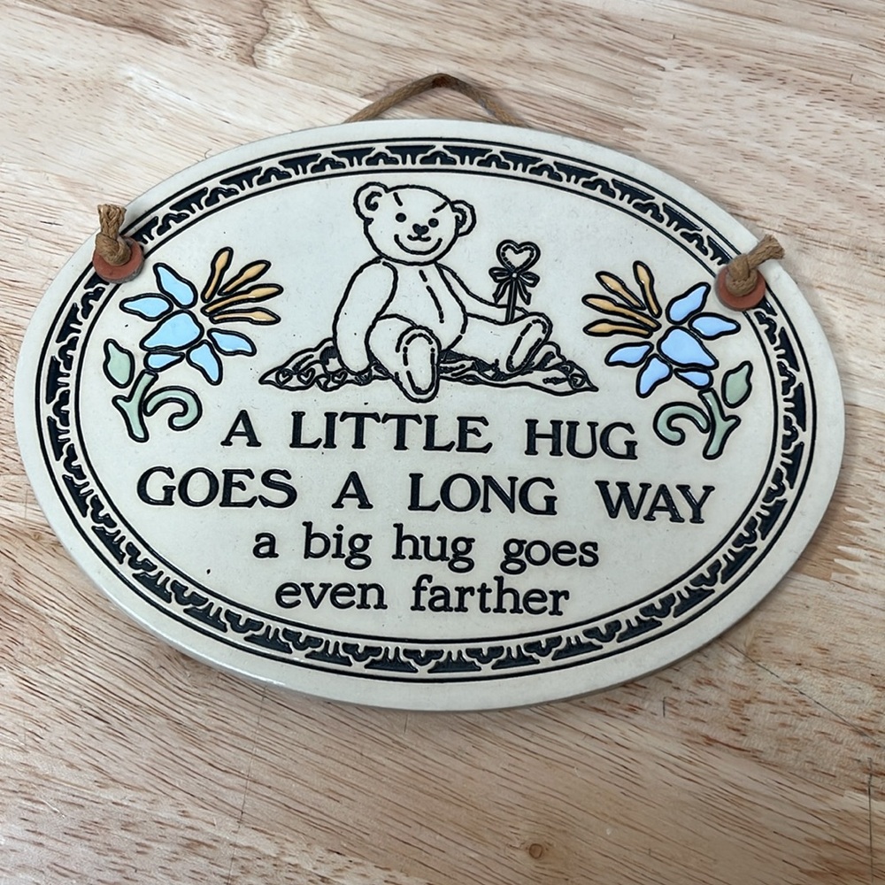 Trinity pottery little hug hanging plaque bear wall plaque